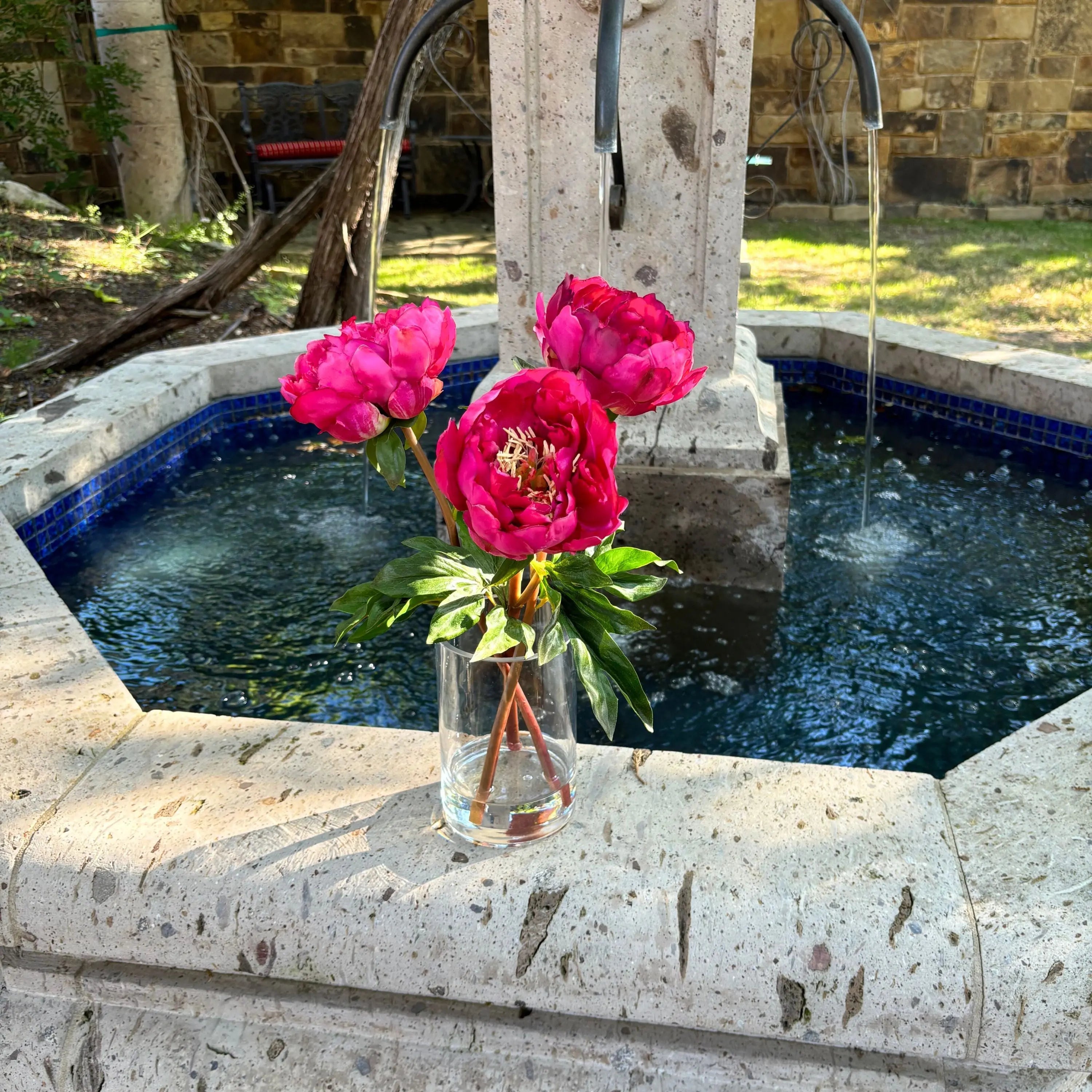Silk Peony Flower Arrangement In Vase - 15"