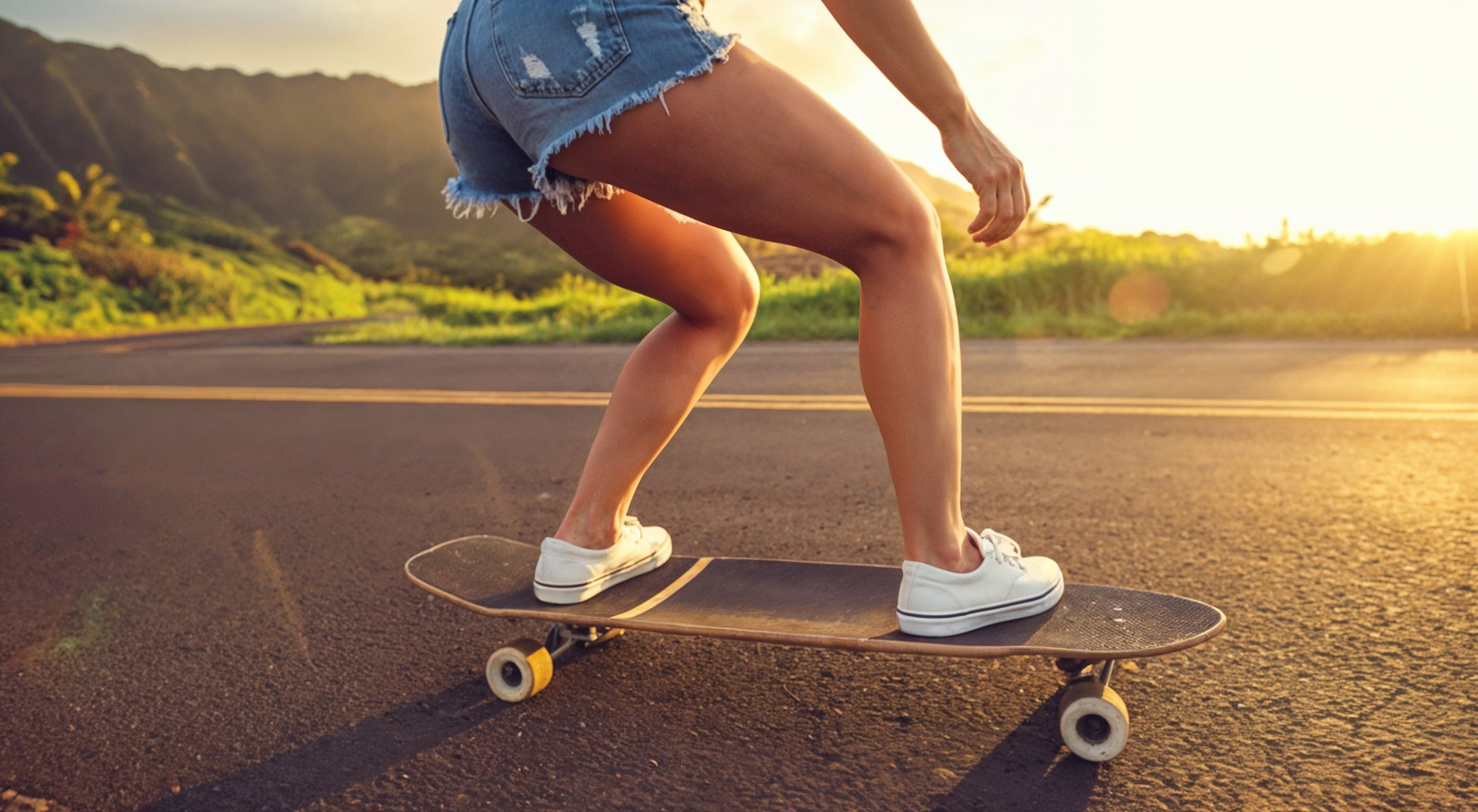 Skater Girl Wallpaper. Tropical Vibe Wall Mural. #7055