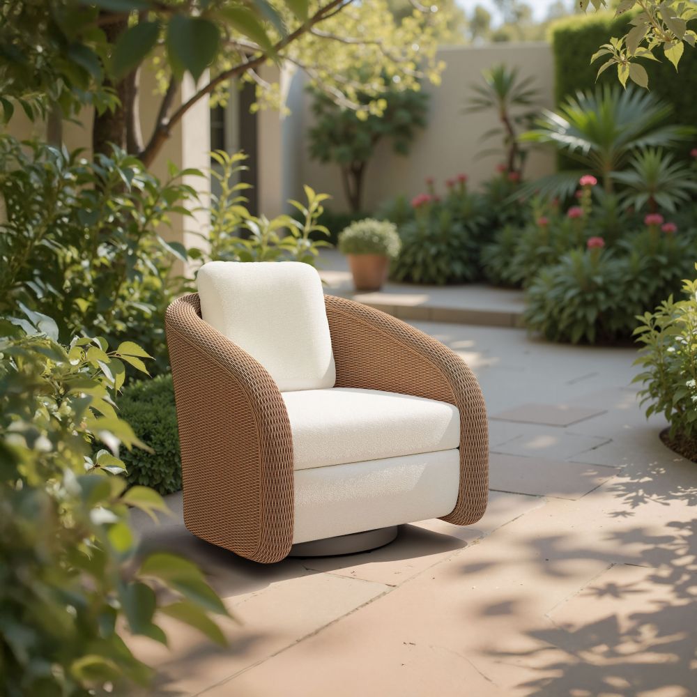 Solara Olefin Fabric Swivel Outdoor Accent Chair