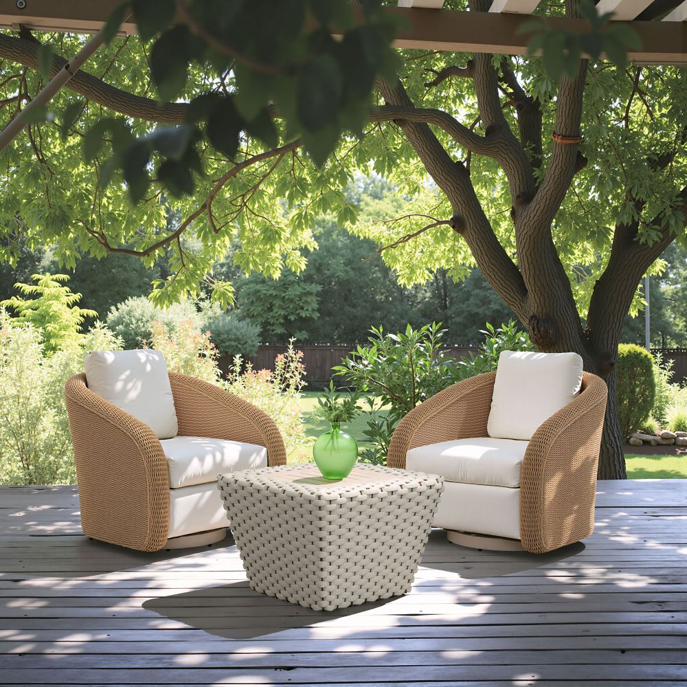 Solara Olefin Fabric Swivel Outdoor Accent Chair