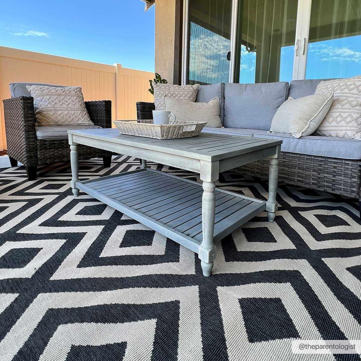 Spilsby Black Trellis Outdoor Rug - PRHOMZ