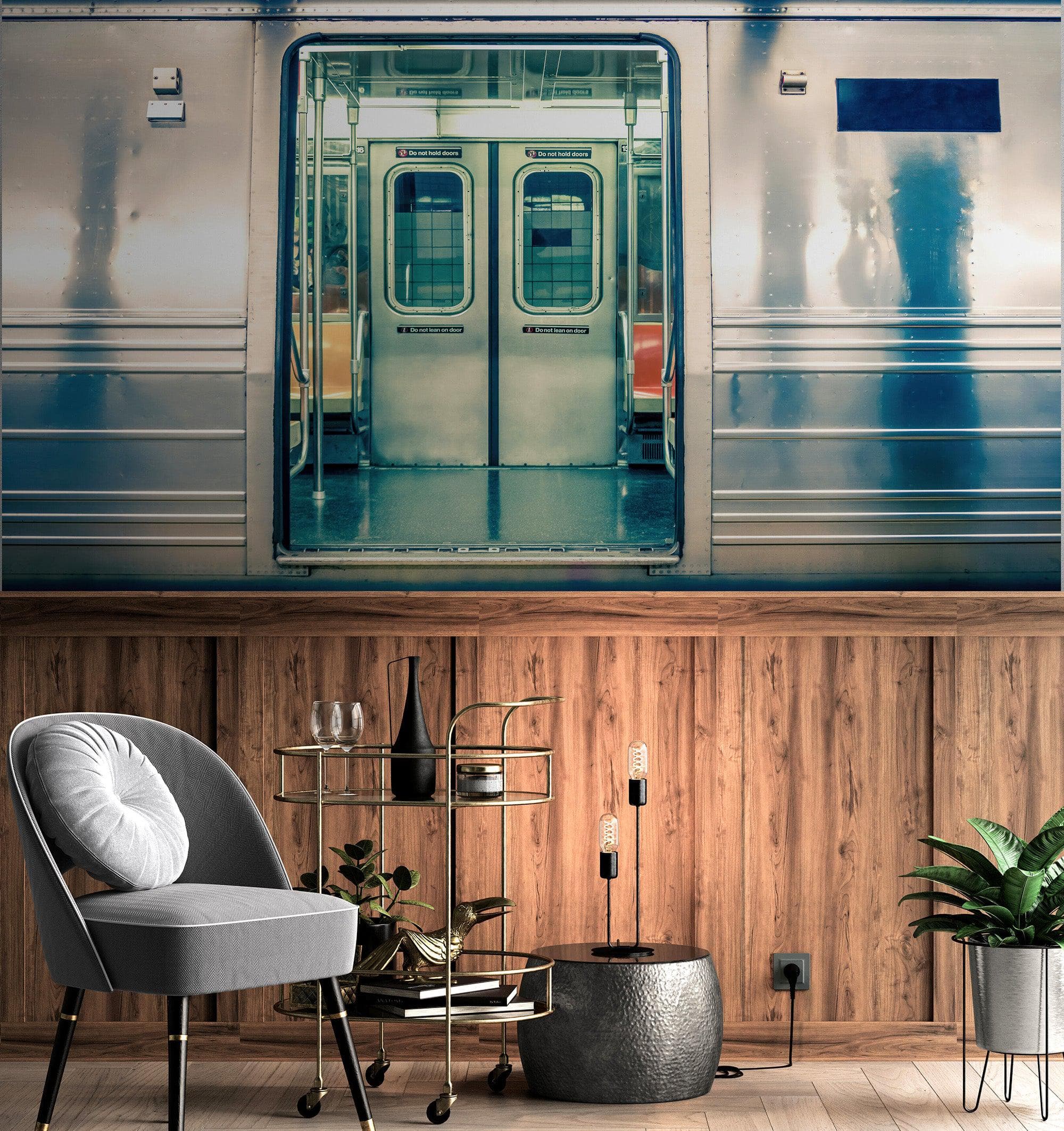 Subway Train Wall Mural Wallpaper. Urban NYC Decor. #6775