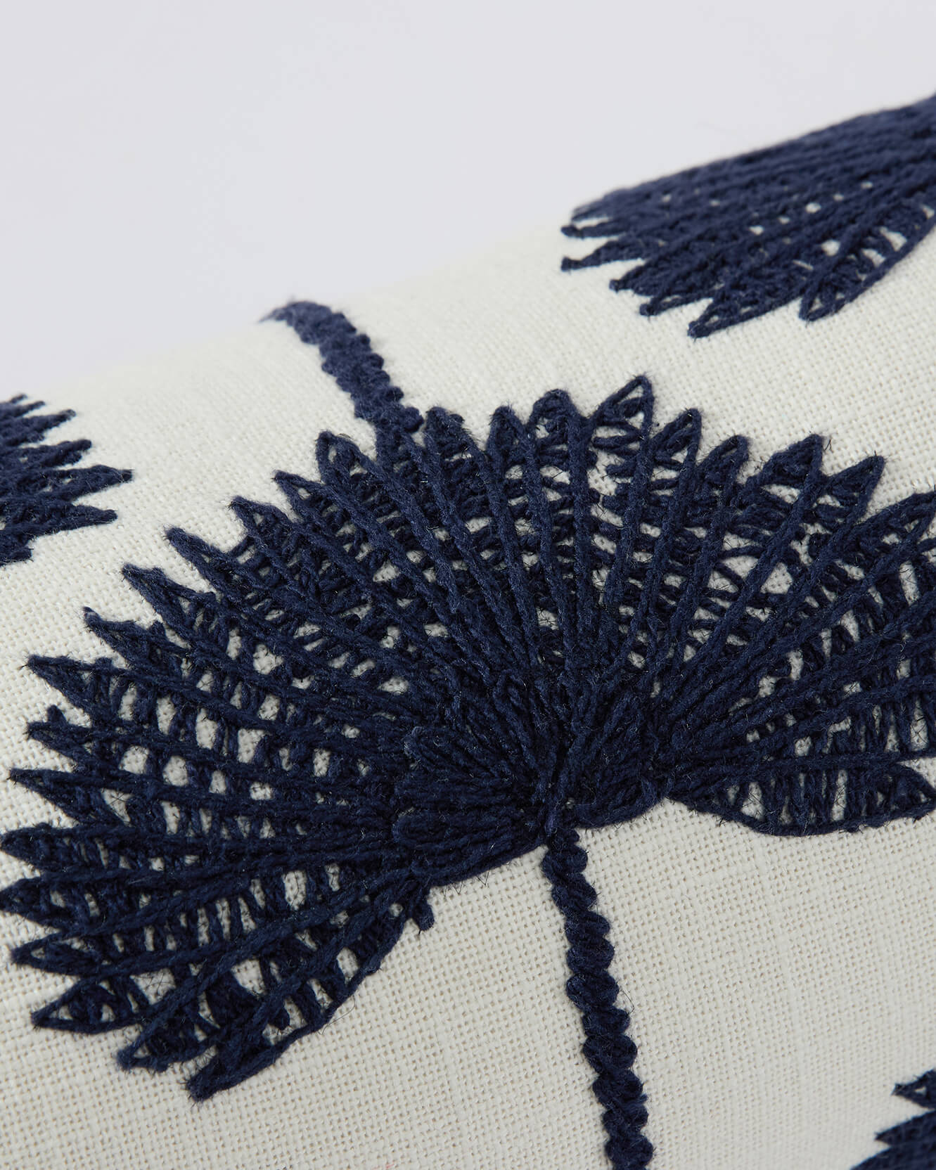 Palm Leaf Embroidered Bolster Pillow