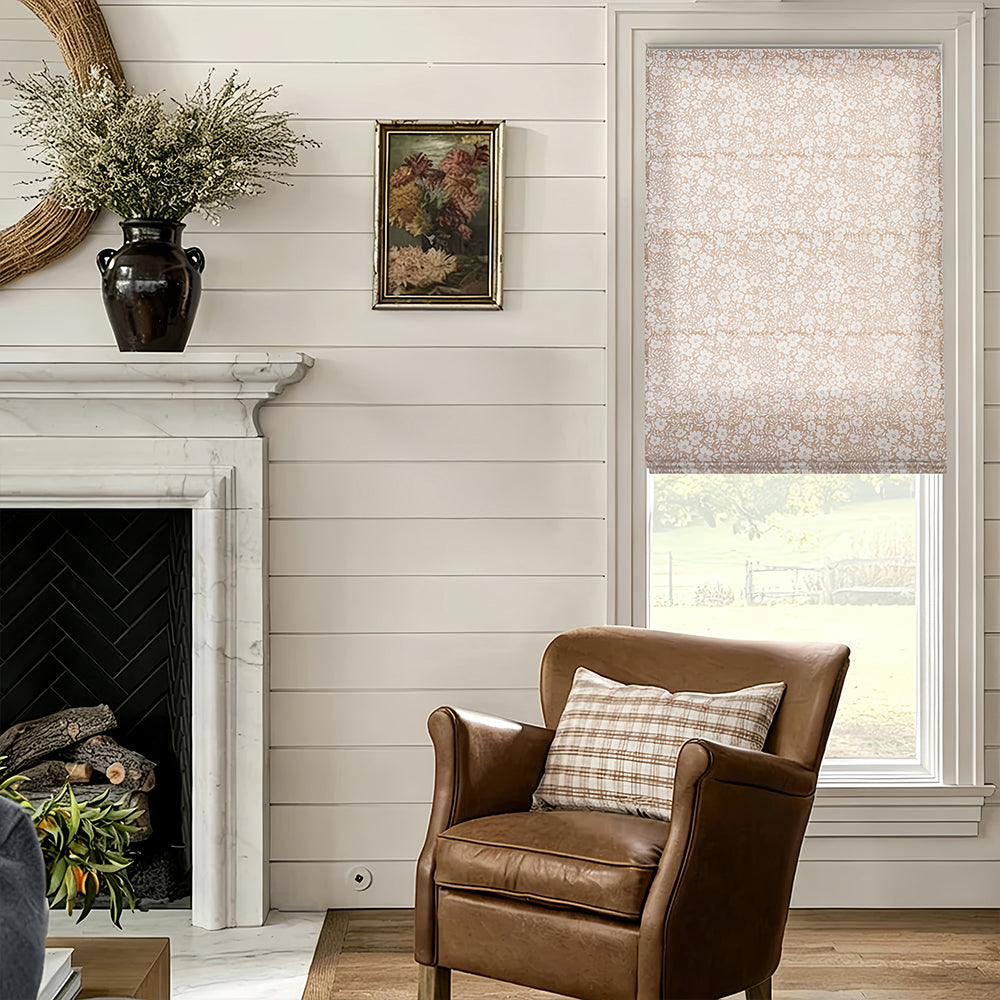 Susie Ditsy Toffee Floral Roman Shades