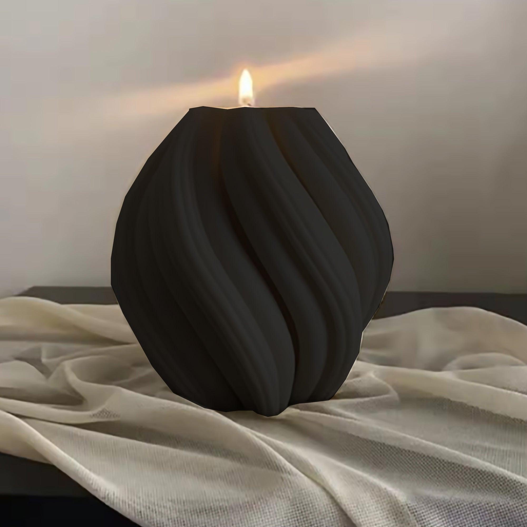 Swirl Candle-Black-Cranberry - PRHOMZ