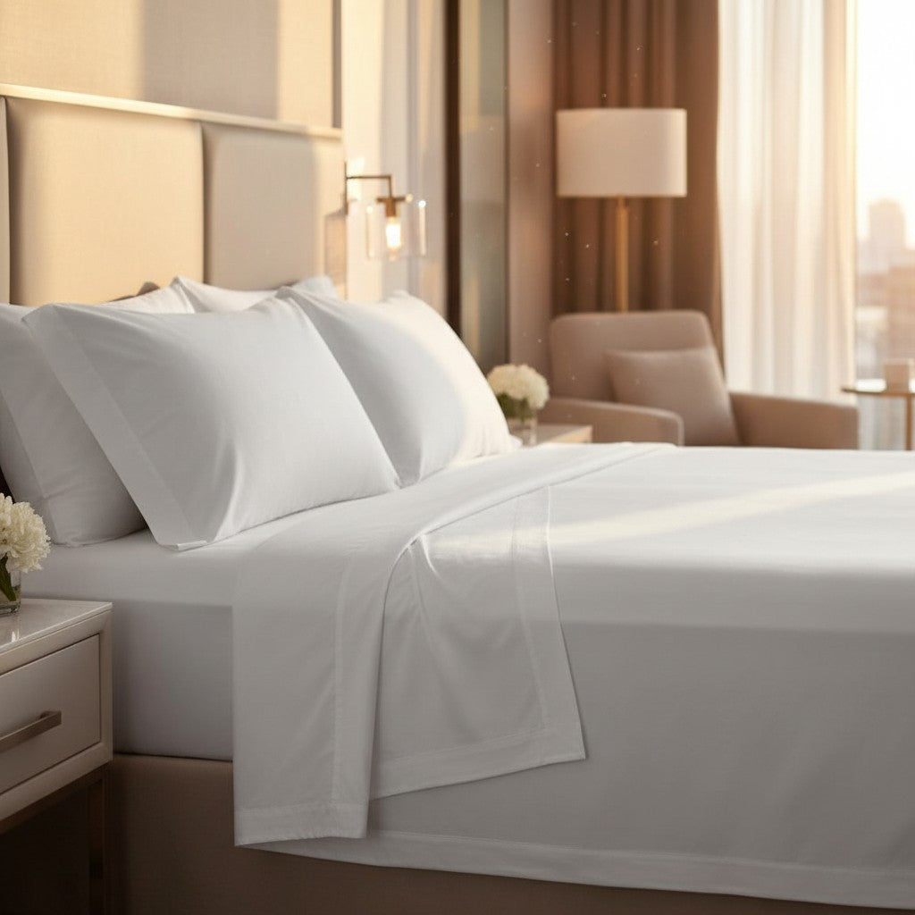 T-200 Cotton Blend White Mercerized Sheets-1