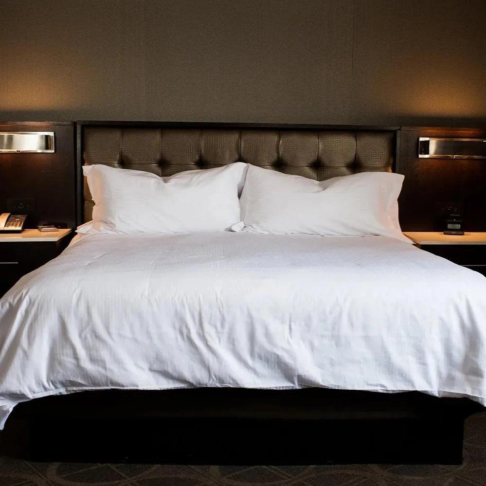 T-250 White Blended 10 MM Satin Stripe Sheets - PRHOMZ