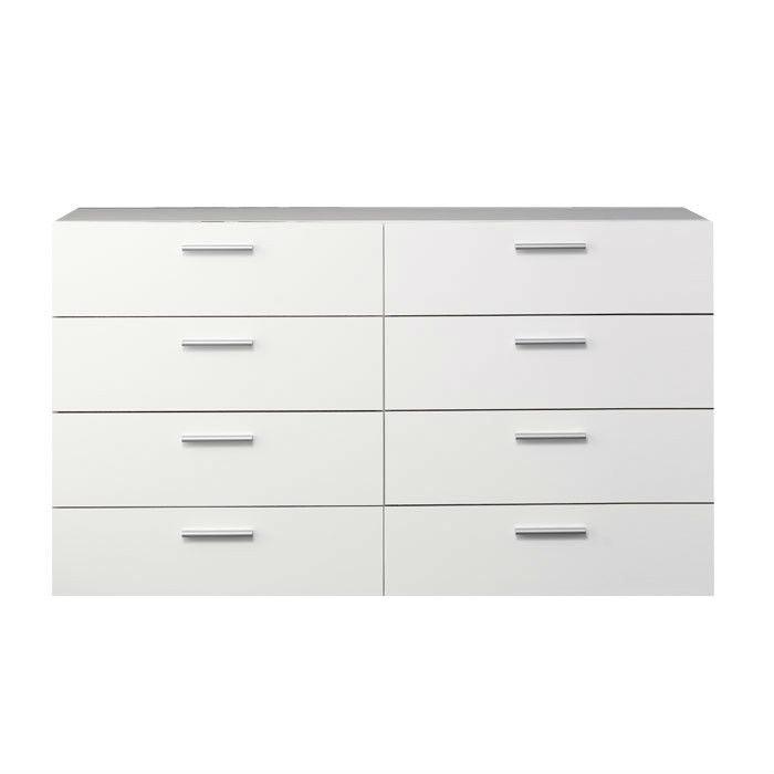 White Modern Bedroom 8-Drawer Double Dresser - PRHOMZ