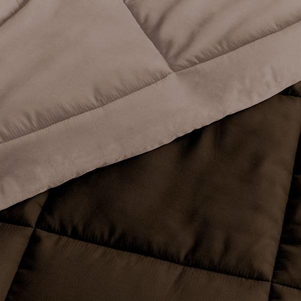 Full/Queen 3-Piece Microfiber Reversible Comforter Set in Taupe Brown - PRHOMZ
