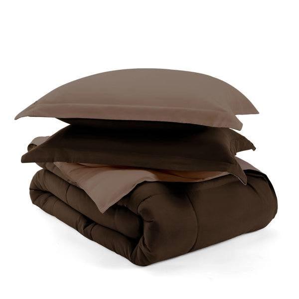 Twin/Twin XL 2-Piece Reversible Microfiber Comforter Set in Taupe Brown - PRHOMZ