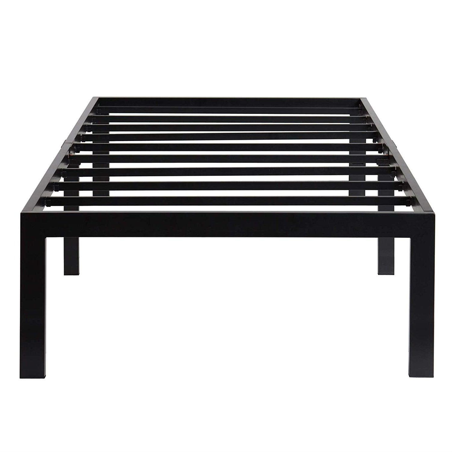 Twin 18-inch High Heavy Duty Black Metal Platform Bed Frame - PRHOMZ