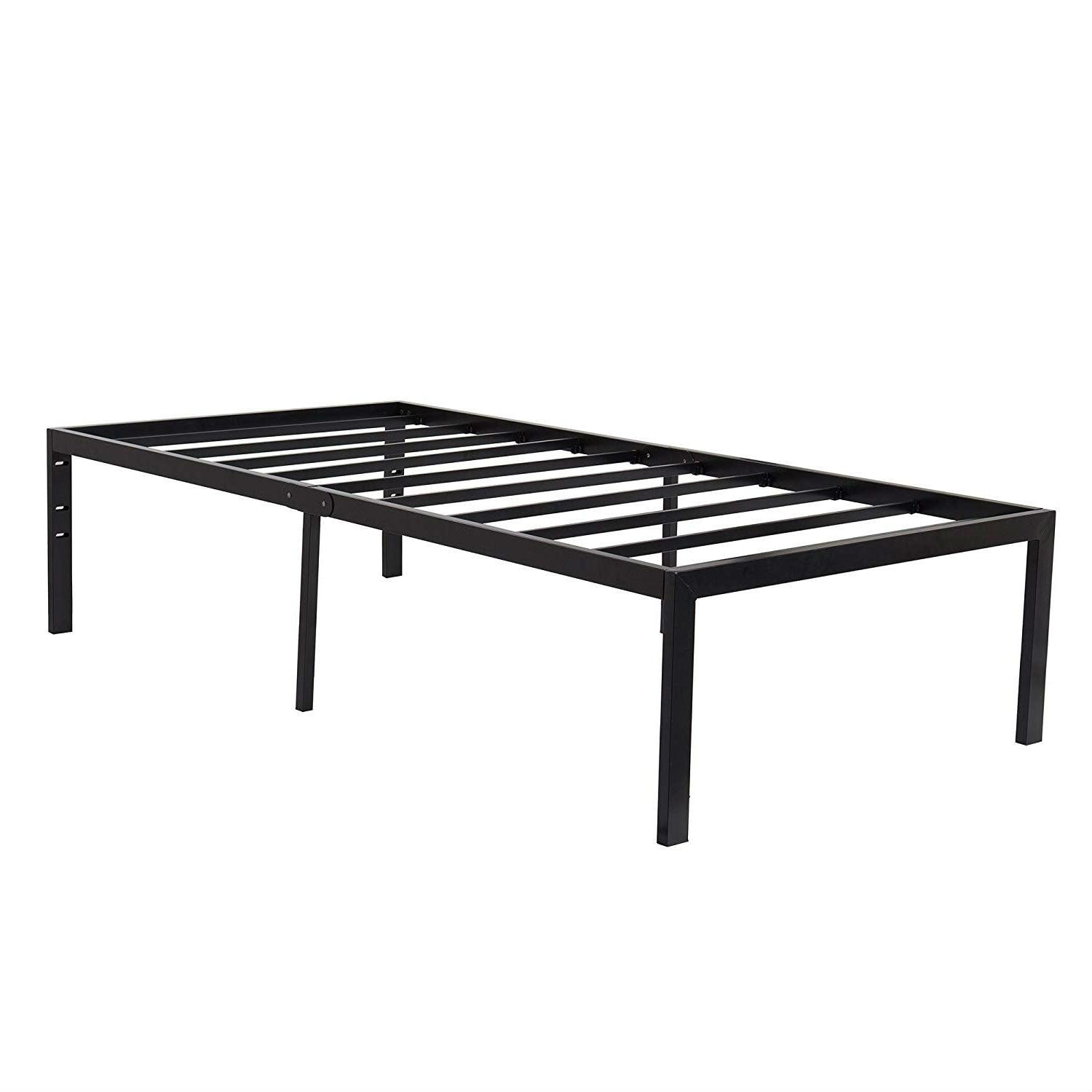 Twin 18-inch High Heavy Duty Black Metal Platform Bed Frame - PRHOMZ