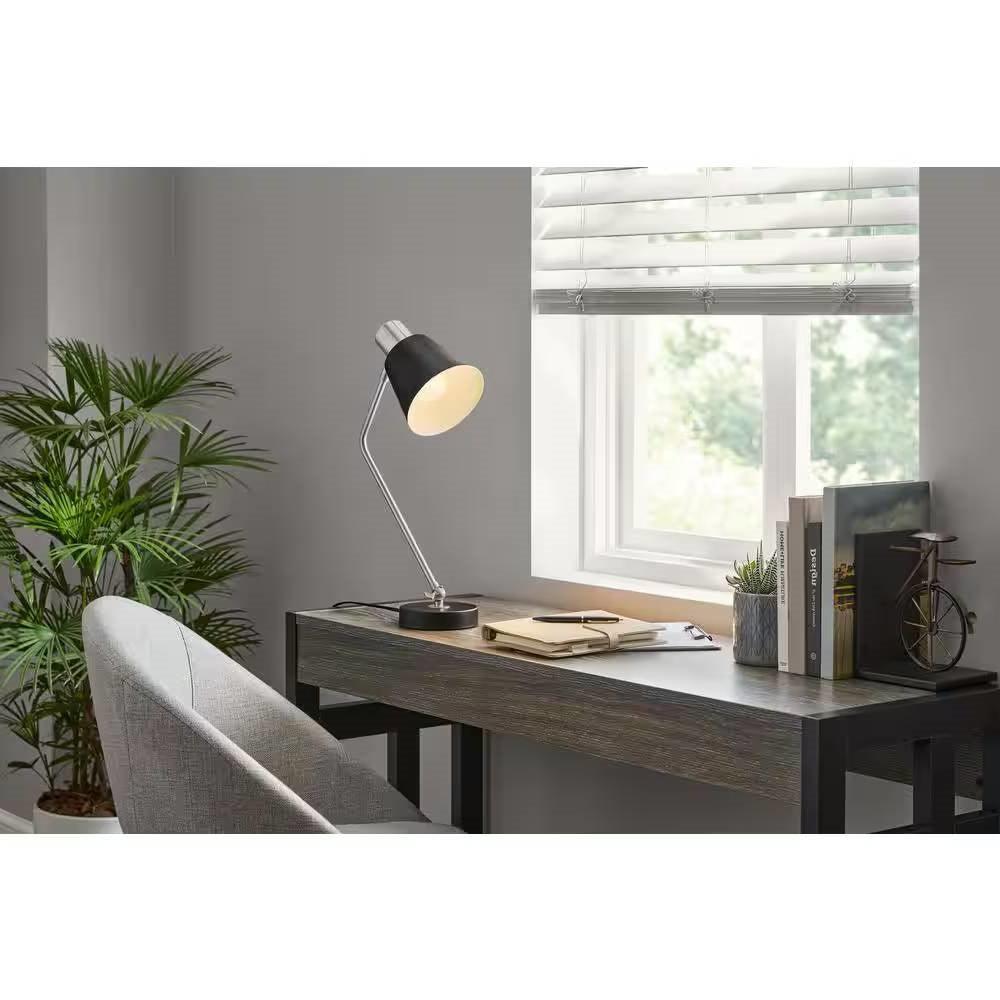 Simple Modern Metal Desk Light Table Lamp with Black Shade and Adjustable Tilt - PRHOMZ