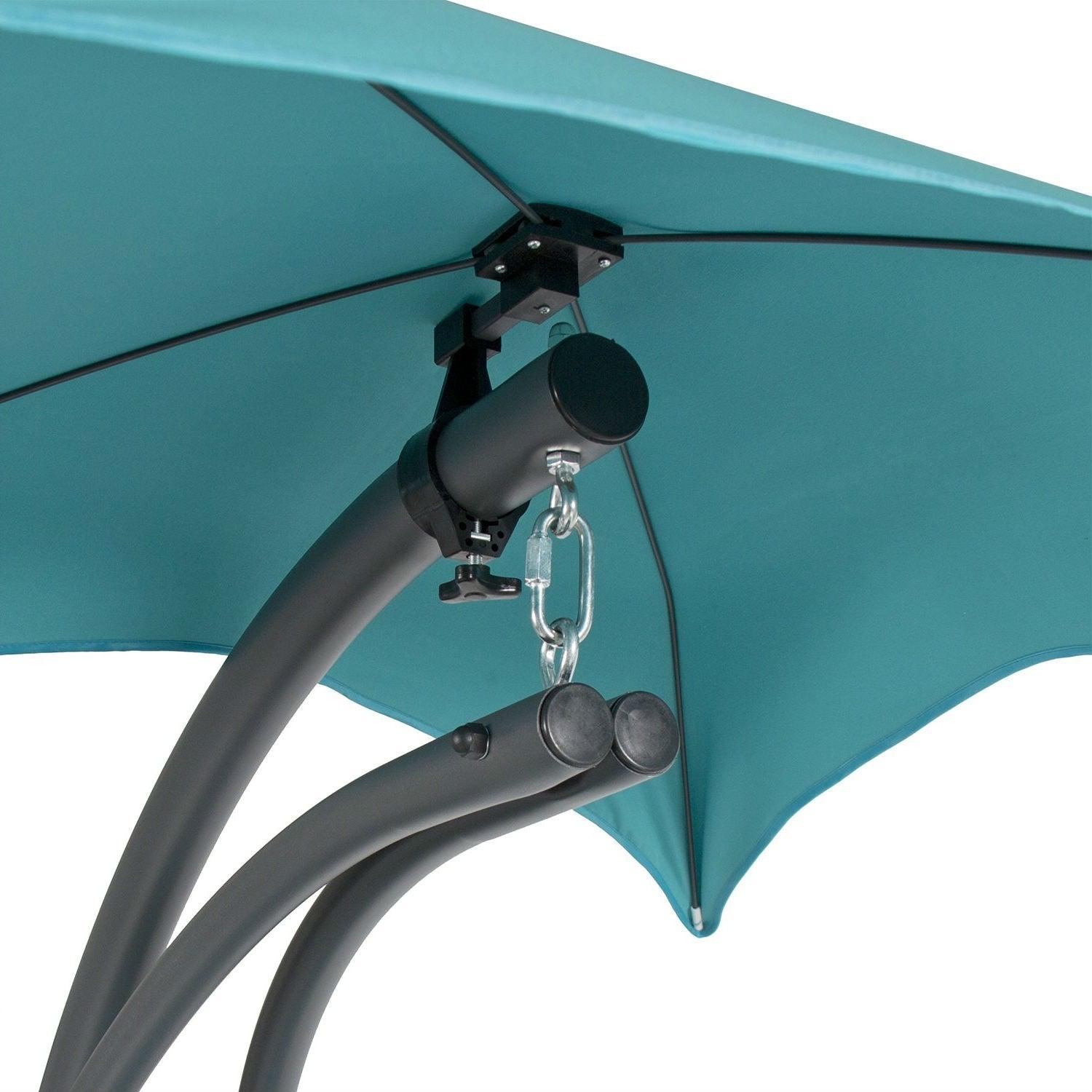 Teal Single Person Sturdy Modern Chaise Lounger Hammock Chair Porch Swing - PRHOMZ