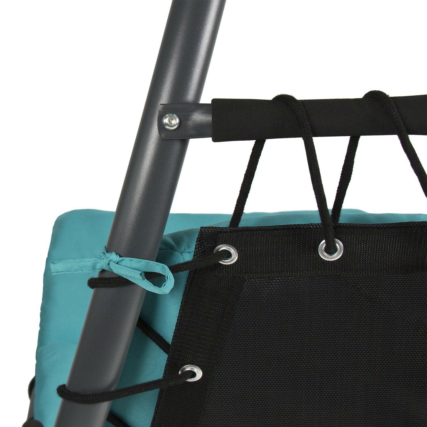 Teal Single Person Sturdy Modern Chaise Lounger Hammock Chair Porch Swing - PRHOMZ