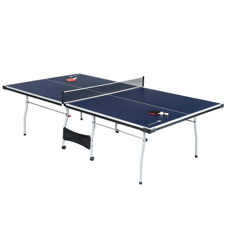 Official Tournament Grade Blue Foldable Indoor Table Tennis Table with Paddles and Balls - PRHOMZ