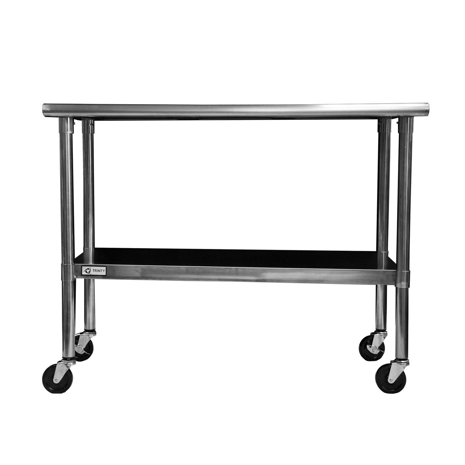 2ft x 4ft Stainless Steel Top Kitchen Prep Table with Locking Casters Wheels - PRHOMZ