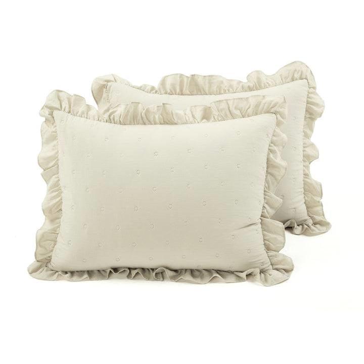 Full/Queen Lightweight Yellow Ruffle Reversible Oversized 3 Piece Quilt Set - PRHOMZ