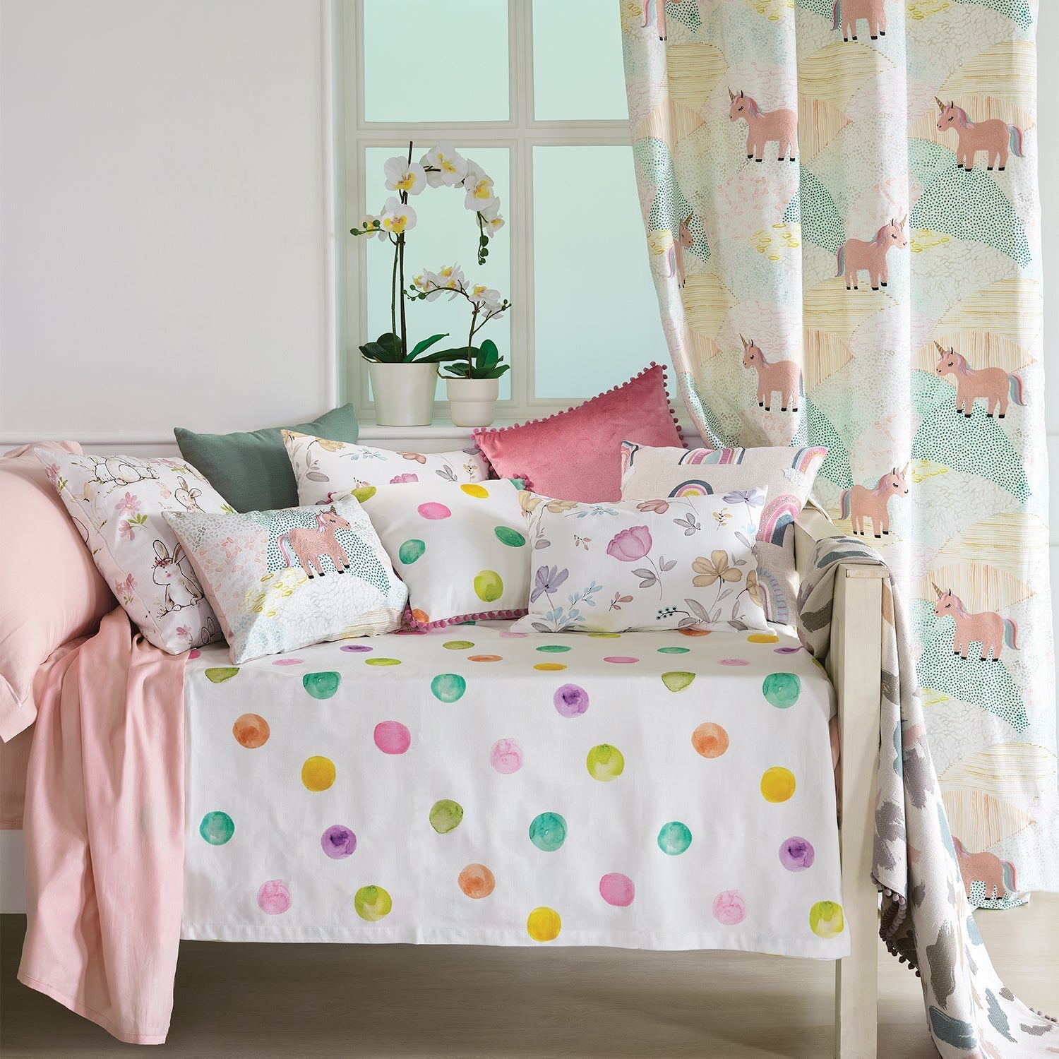 Embroidered Unicorn Children's Curtains | Pastel Design | Blackout or Cotton Lined | Custom Sizes-1