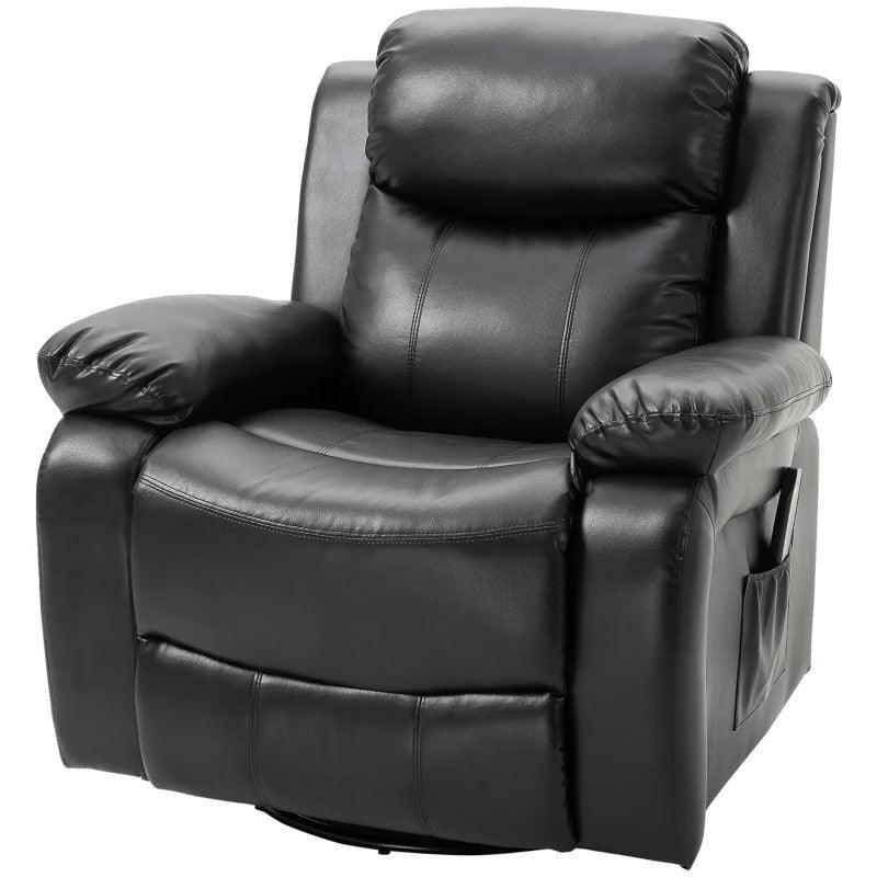 Adjustable Black Faux Leather Remote Massage Recliner Chair w/ Footrest - PRHOMZ