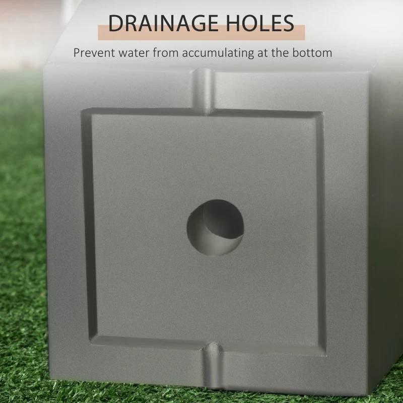 Set of 2 Modern Lightweight Outdoor Flower Pot Planters in Grey 22-in and 18-in - PRHOMZ