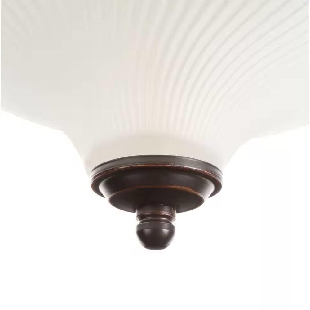 Round 11-inch Bronze Finish Ceiling Light with Frosted Glass Shade - Flush Mount - PRHOMZ