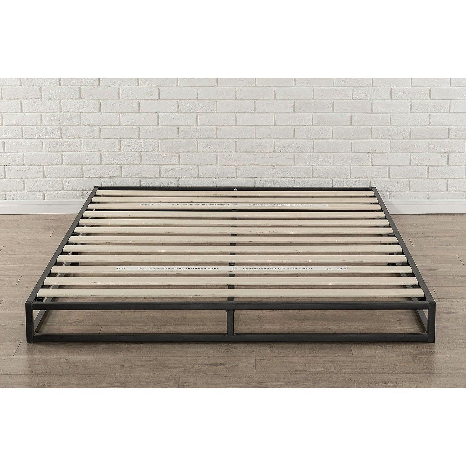 Twin 6-inch Low Profile Platform Bed Frame with Modern Wood Slats Mattress Support System - PRHOMZ