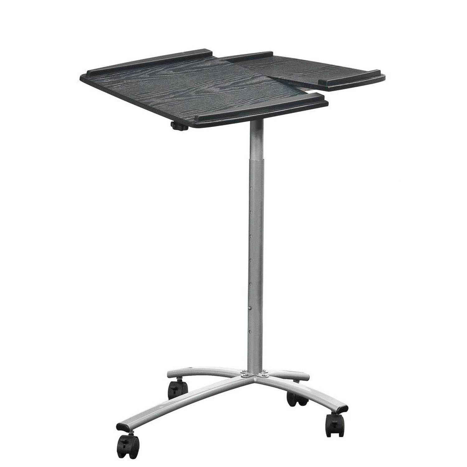 Adjustable Laptop Computer Cart Desk Stand in Graphite Wood Grain - PRHOMZ