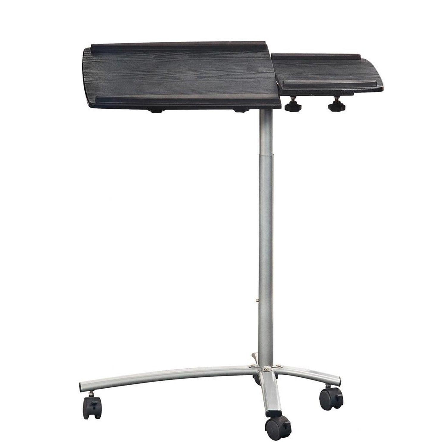 Adjustable Laptop Computer Cart Desk Stand in Graphite Wood Grain - PRHOMZ