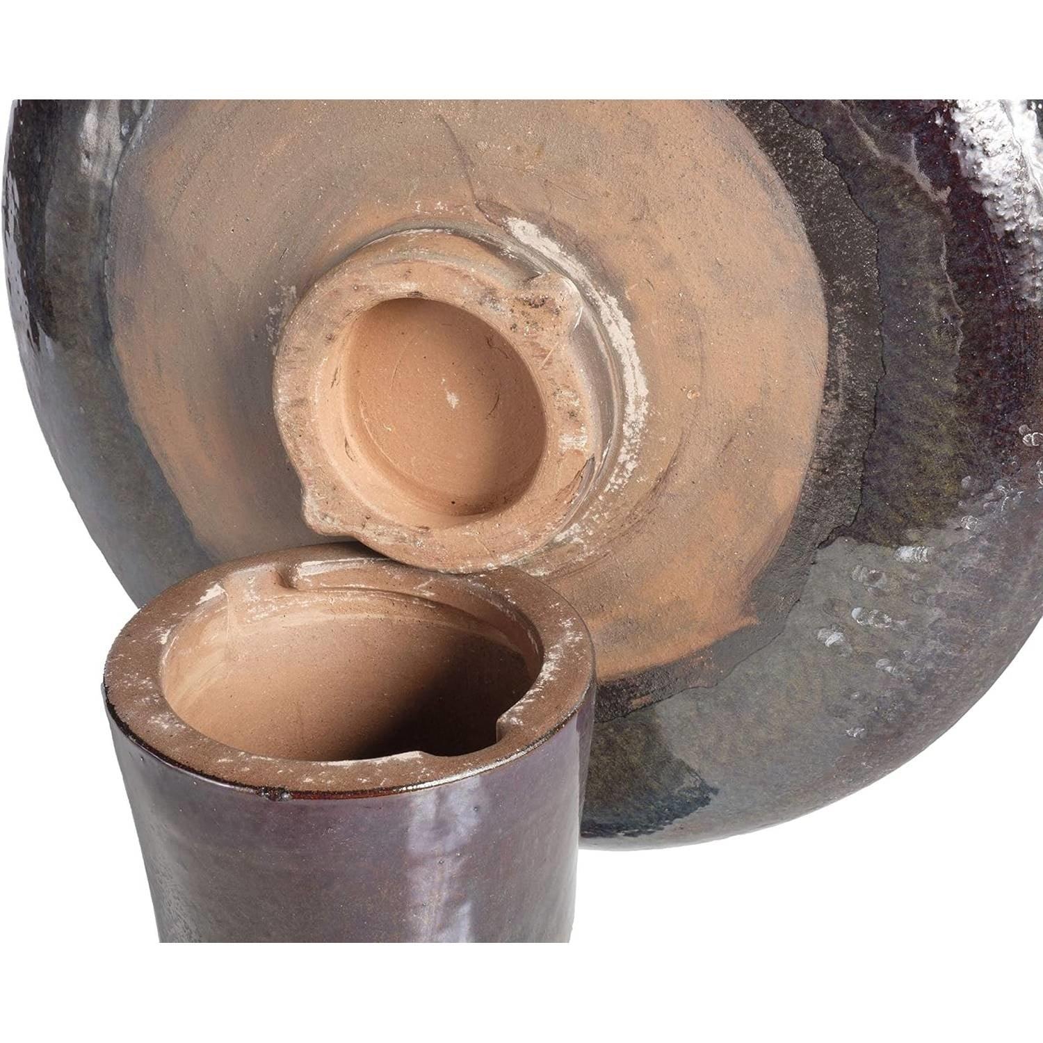 Outdoor Garden Multi-Shade Blue Ceramic Birdbath - PRHOMZ