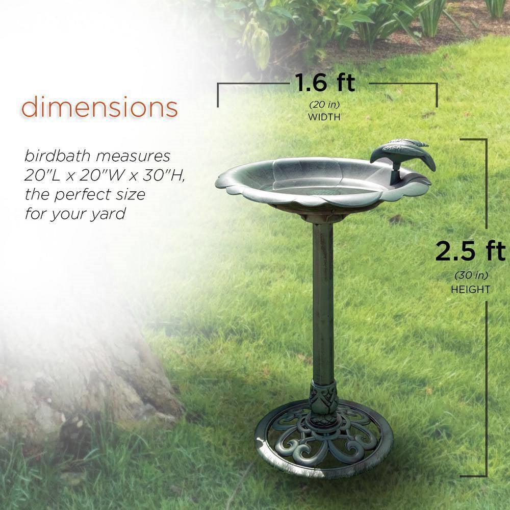 Outdoor Polypropylene Weather Resistant Bird Bath in Dark Green Finish - PRHOMZ