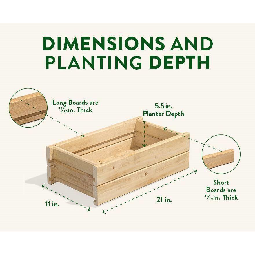 Natural Unfinished Cedar Wood Planter Box 21-inch x 11-inch - Made in USA - PRHOMZ
