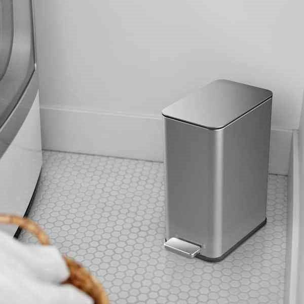 2.6 Gallon Slim Rectangular Stainless Steel Kitchen Bathroom Step Trash Can - PRHOMZ
