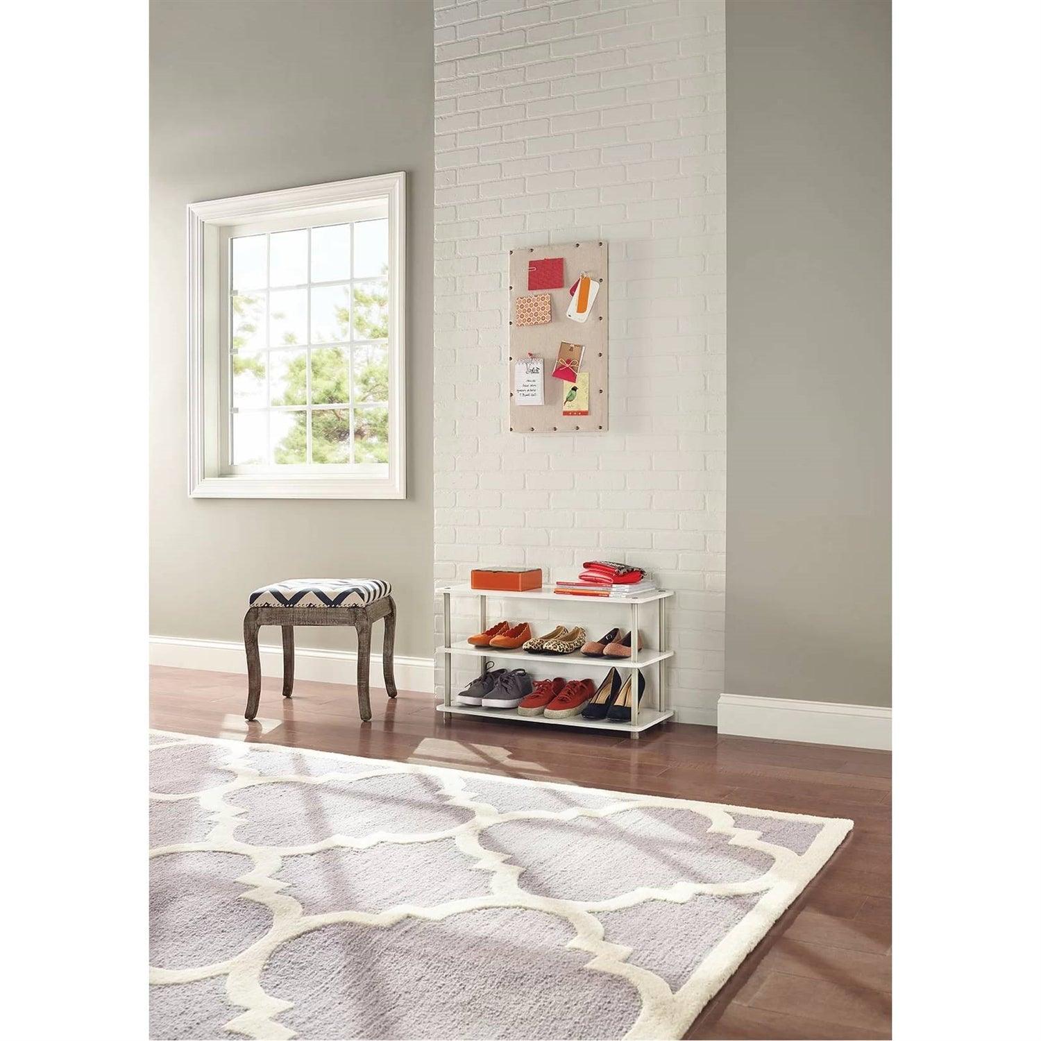 White 3-Shelf Modern Shoe Rack - Holds up to 12 Pair of Shoes - PRHOMZ
