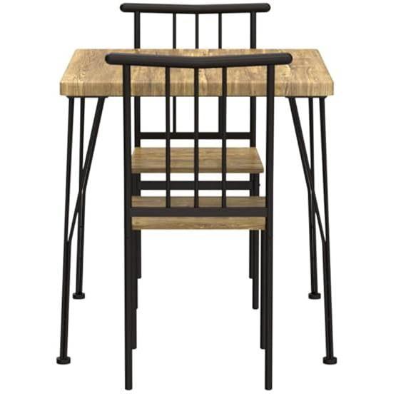 Modern 3-Piece Metal Frame Dining Set with Wood Top Table and 2 Chairs - PRHOMZ