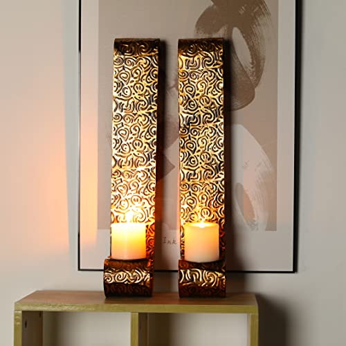22.5''H Metal Candle Sconces Wall Decor Sconce Candle Holder(Set of 2)-2