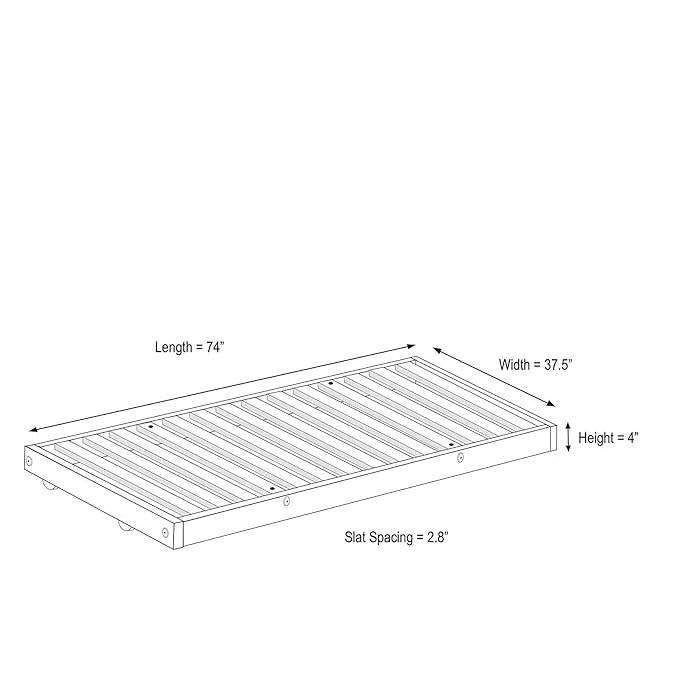 Twin size Solid Wood Roll-Out Trundle Bed Frame - Made in USA-3