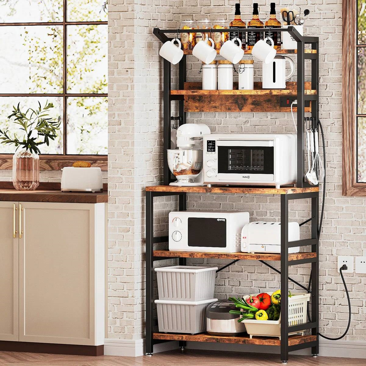 Modern Heavy Duty Baker's Rack Kitchen Living Room Office Shelving Unit-1