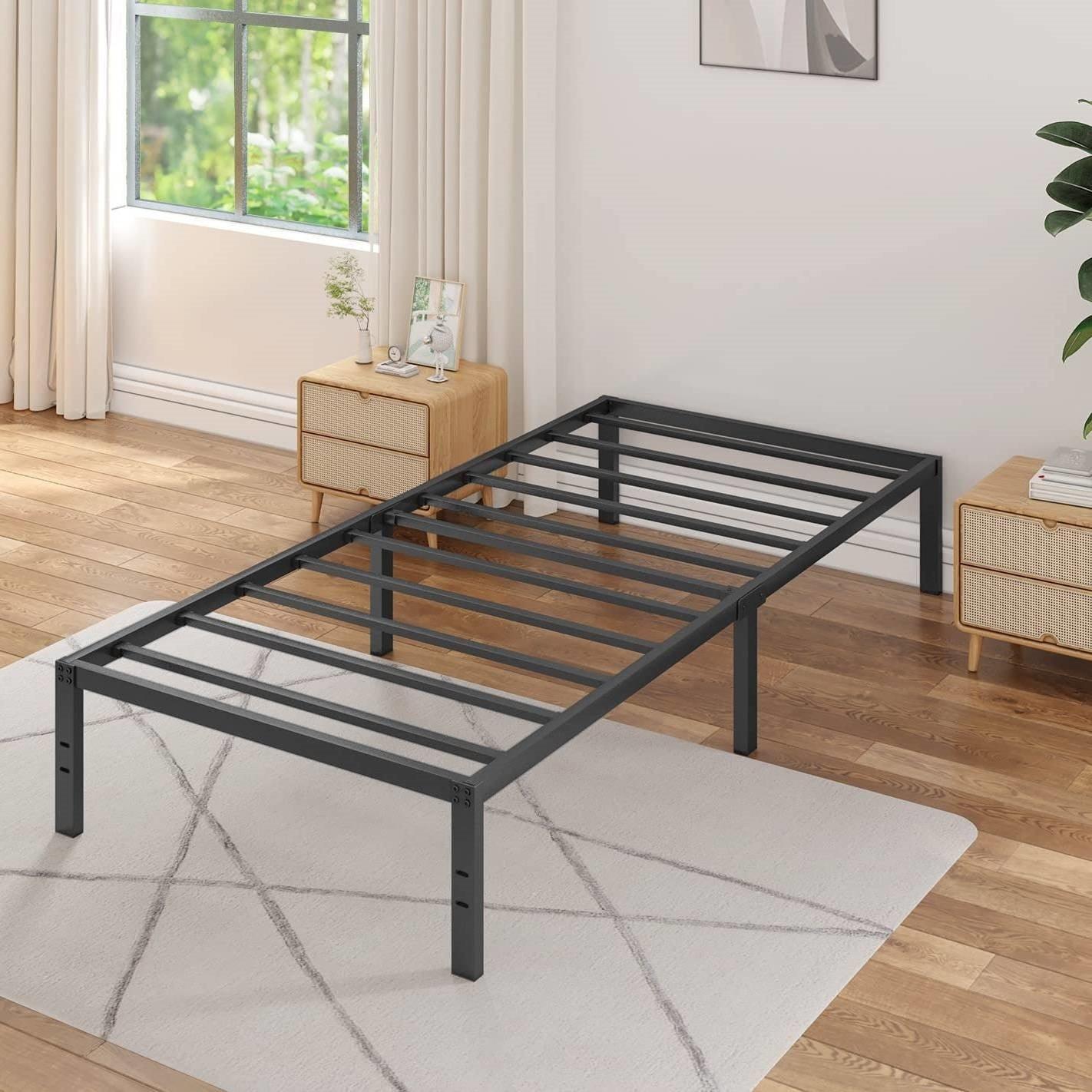 Twin size 16-inch Heavy Duty Metal Bed Frame with 3,000 lbs Weight Capacity - PRHOMZ