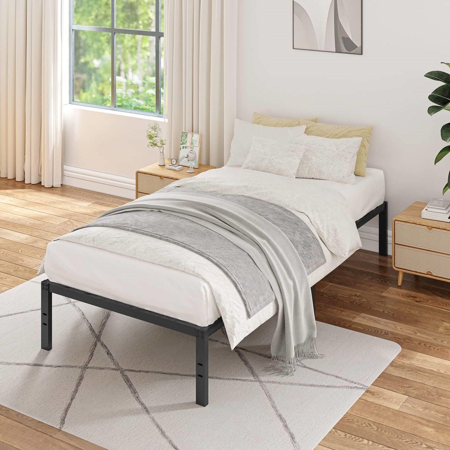 Twin size 16-inch Heavy Duty Metal Bed Frame with 3,000 lbs Weight Capacity - PRHOMZ