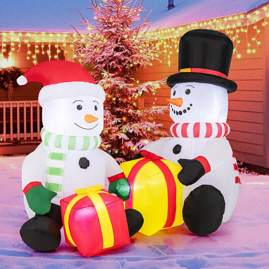 5 Feet 2 Cute Blow-up Snowman Christmas Inflatables with Gift Boxes-1