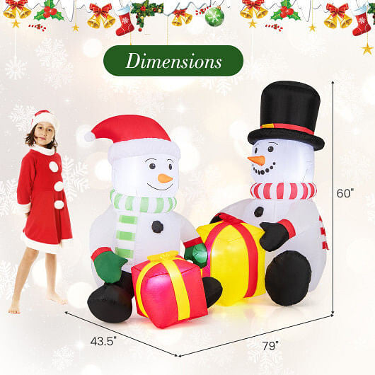 5 Feet 2 Cute Blow-up Snowman Christmas Inflatables with Gift Boxes-4