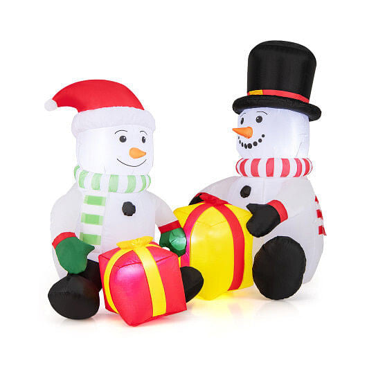 5 Feet 2 Cute Blow-up Snowman Christmas Inflatables with Gift Boxes-0