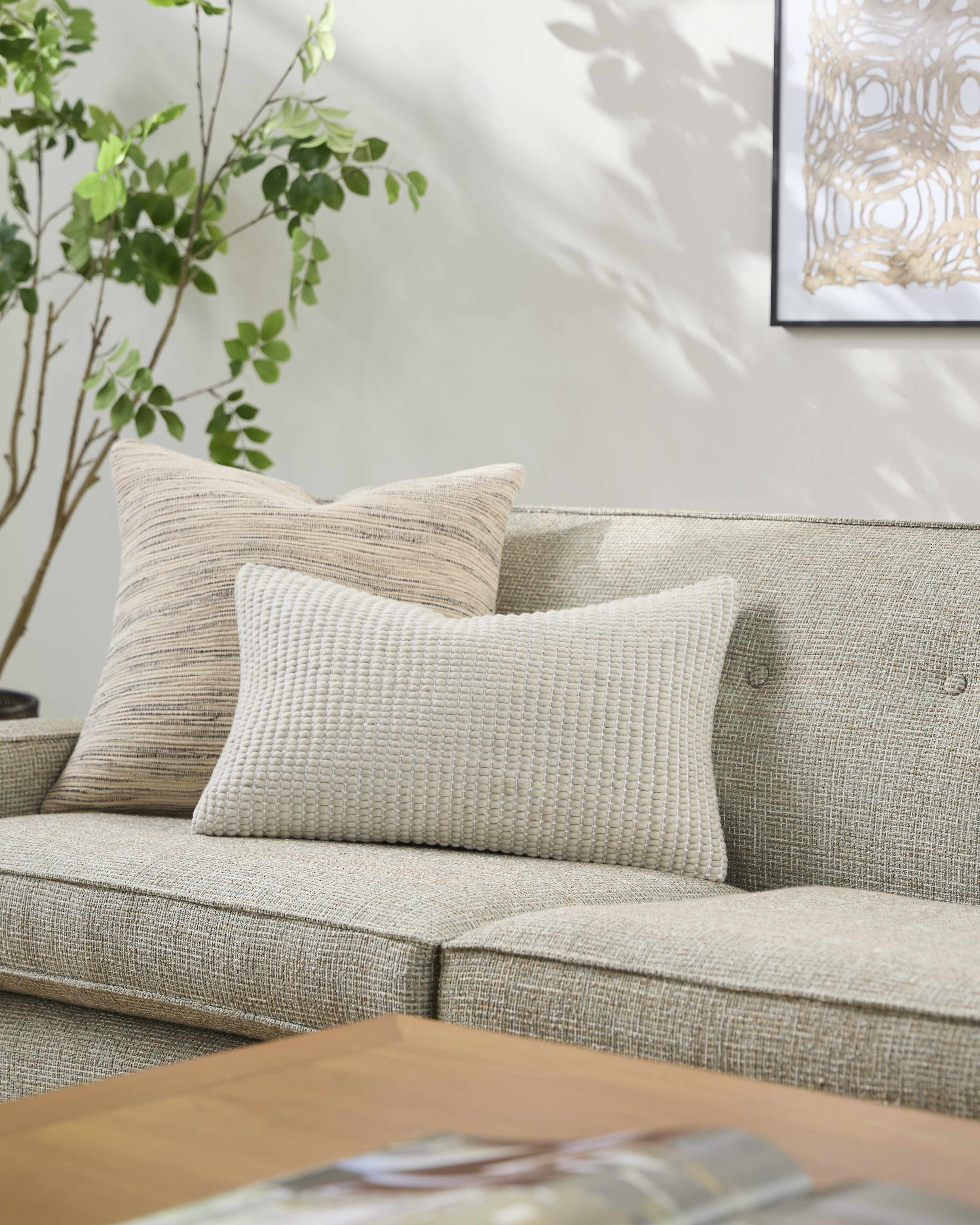 Trory Beige Throw Pillow-0