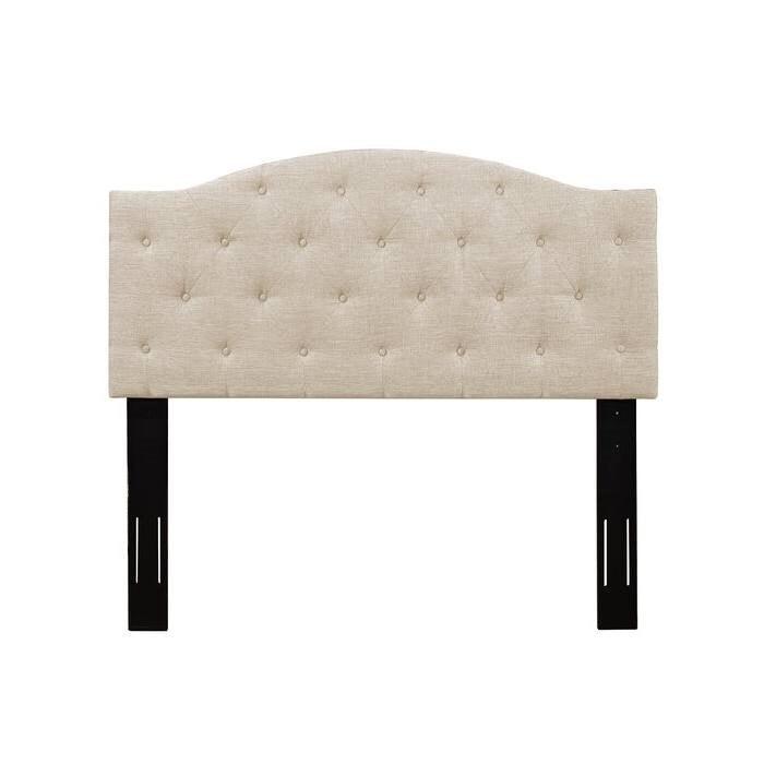 Twin Size Beige Fabric Upholstered Button-Tufted Adjustable Height Headboard - PRHOMZ