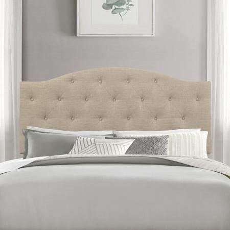 Twin Size Beige Fabric Upholstered Button-Tufted Adjustable Height Headboard - PRHOMZ