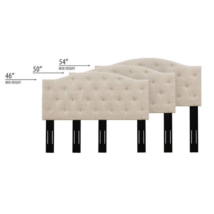 Twin Size Beige Fabric Upholstered Button-Tufted Adjustable Height Headboard - PRHOMZ