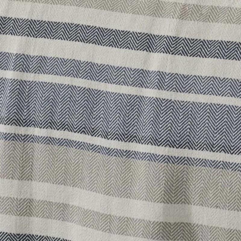 Twin size Navy Blue Tan Cream Chevron Stripe Lightweight Cotton Blanket - PRHOMZ