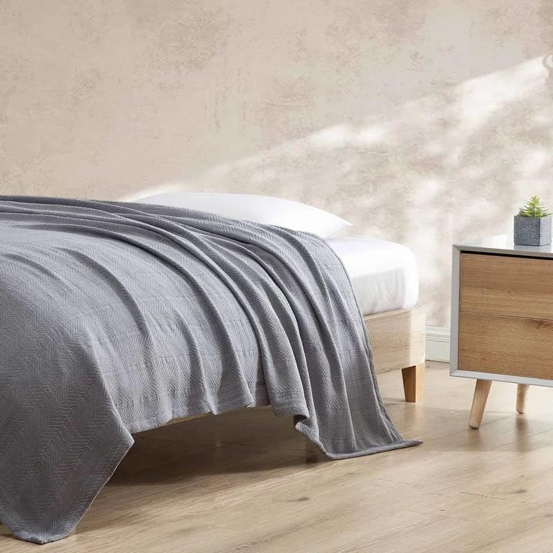 Twin size Cozy Lightweight Grey 100-Percent Cotton Blanket - Machine Washable-0