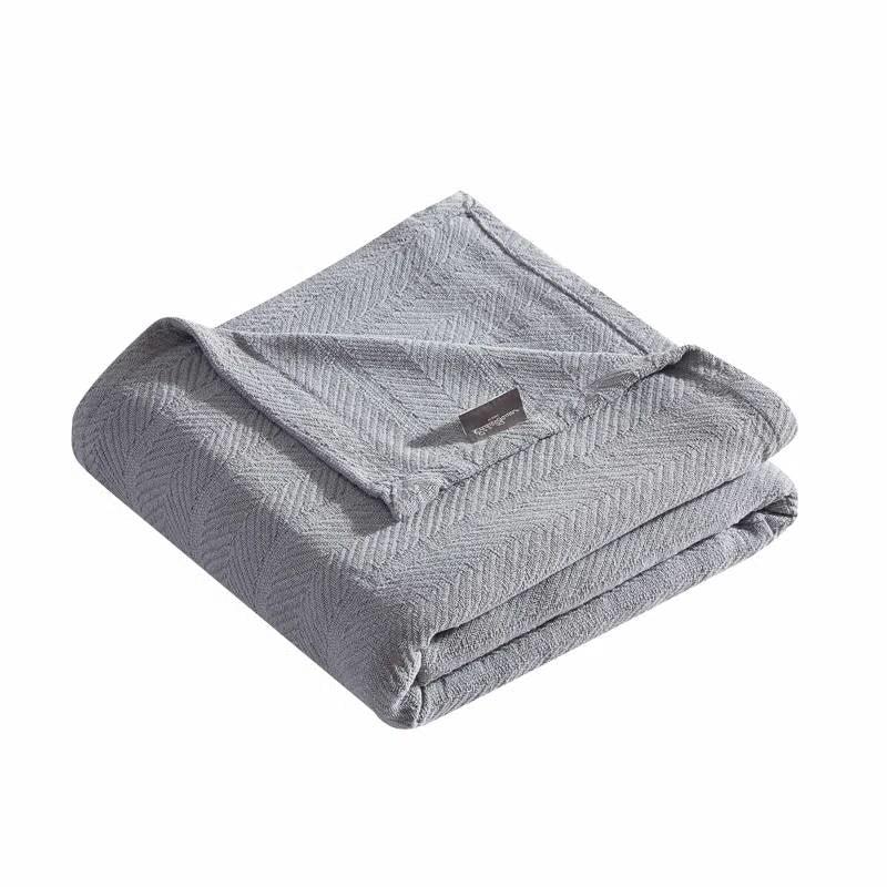 Twin size Cozy Lightweight Grey 100-Percent Cotton Blanket - Machine Washable-3